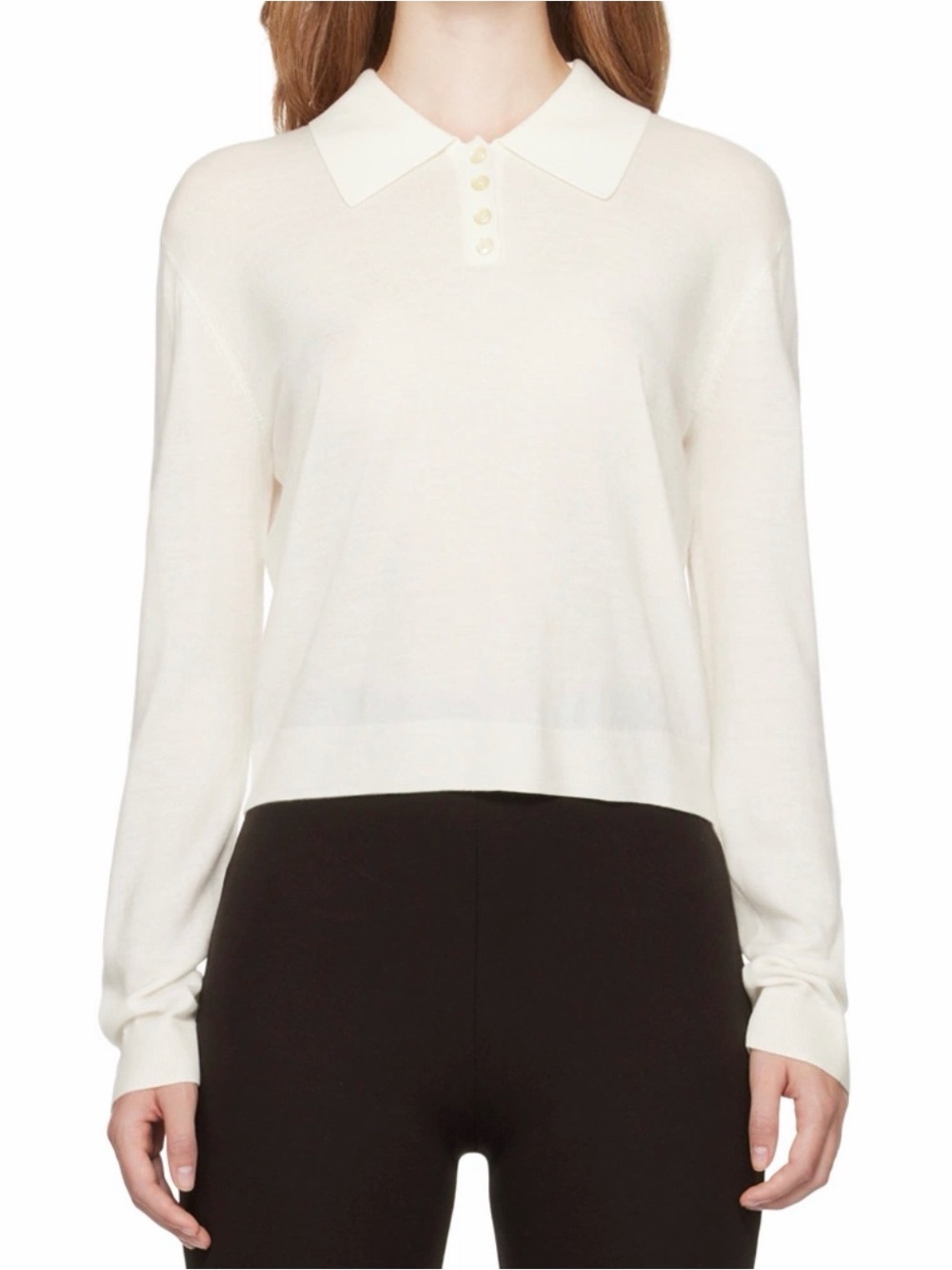 Leset Small James Polo Sweater Merino Wool Knit Ivory White